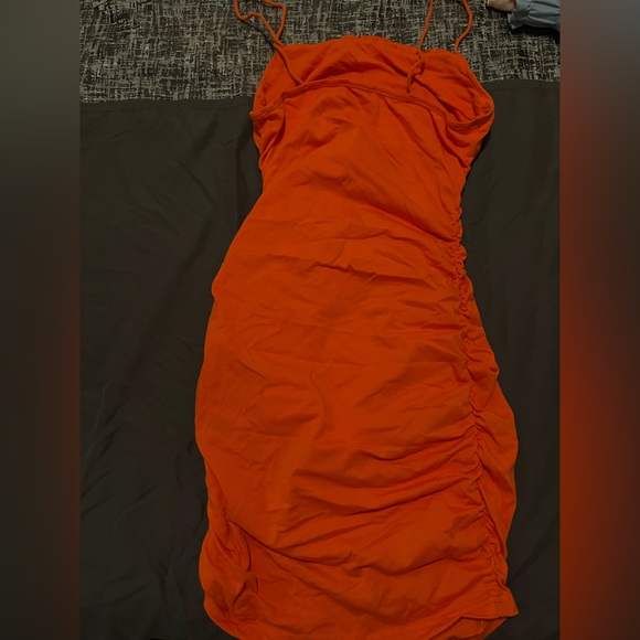 ! 2 for 20 ! Ruched Bodycon Orange Dress - Picture 2 of 5